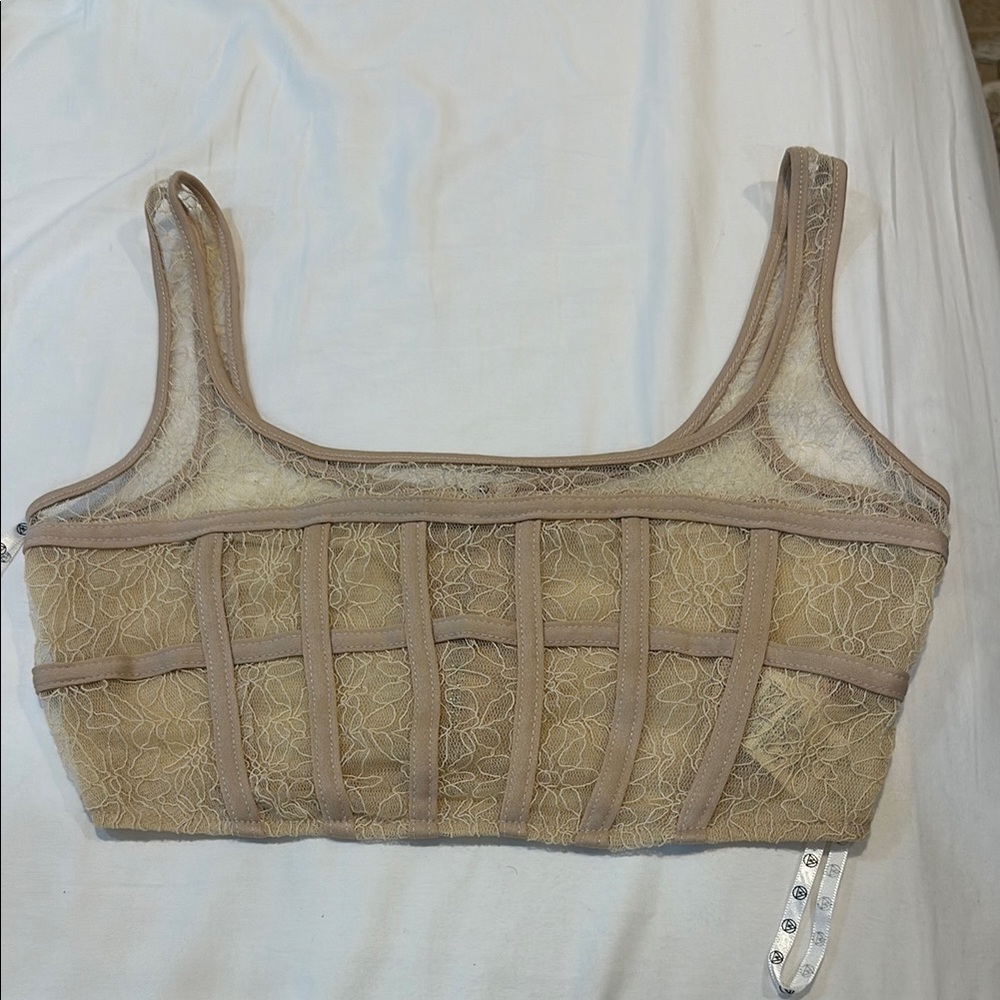 Missguided Beige Lace Crop Top